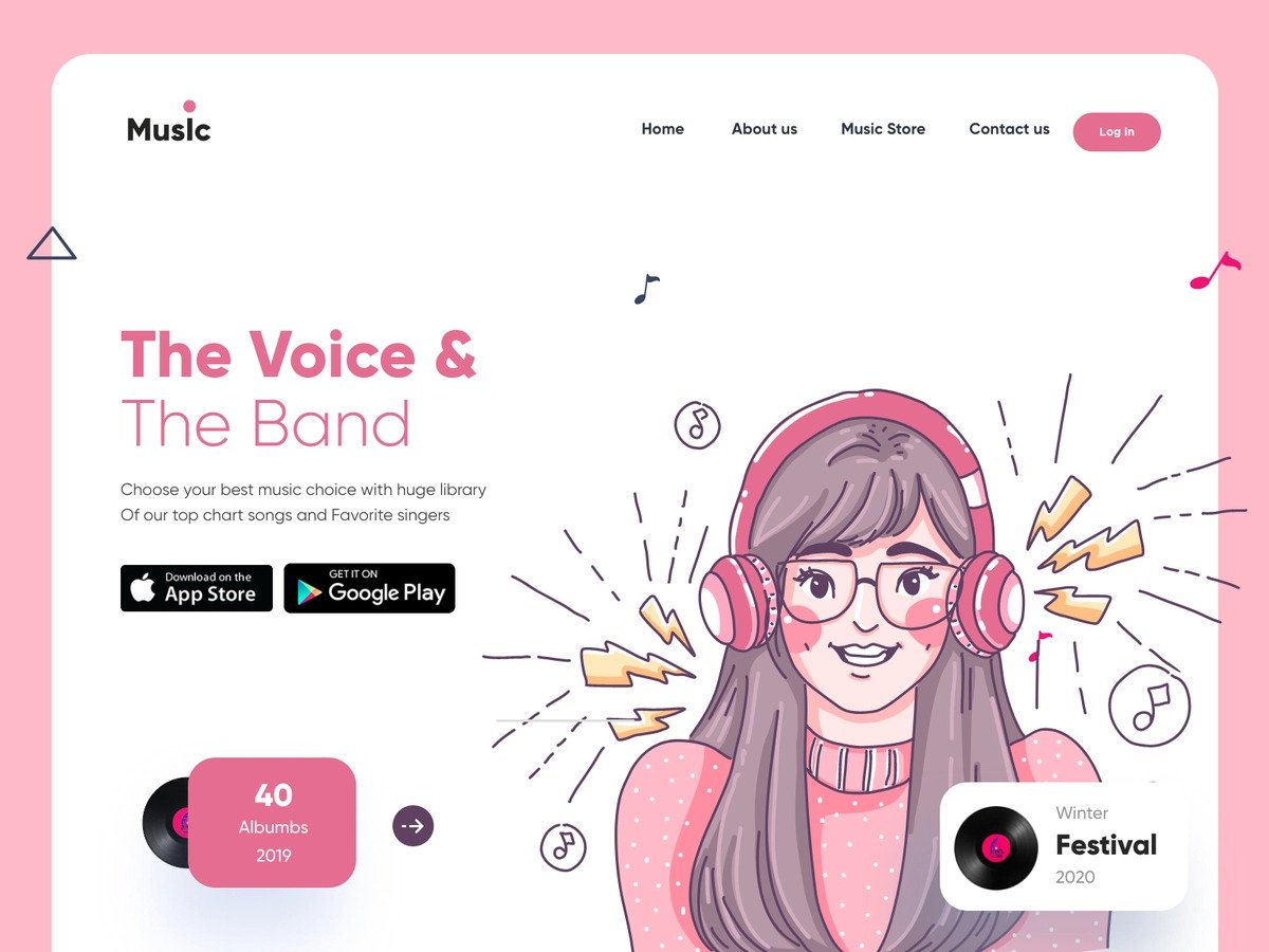 Company Profile Music Pink Webiste Design 2021