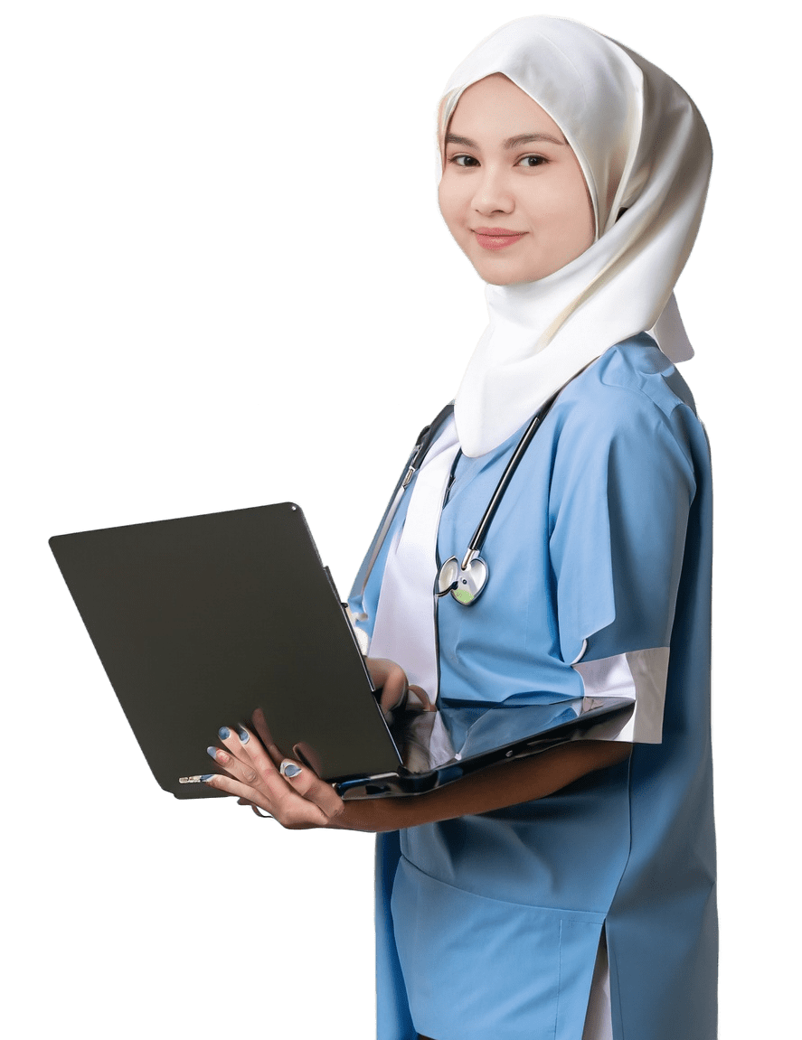 Dokter wanita dari Indonesia menggunakan SIMRS SIRS dan EMR