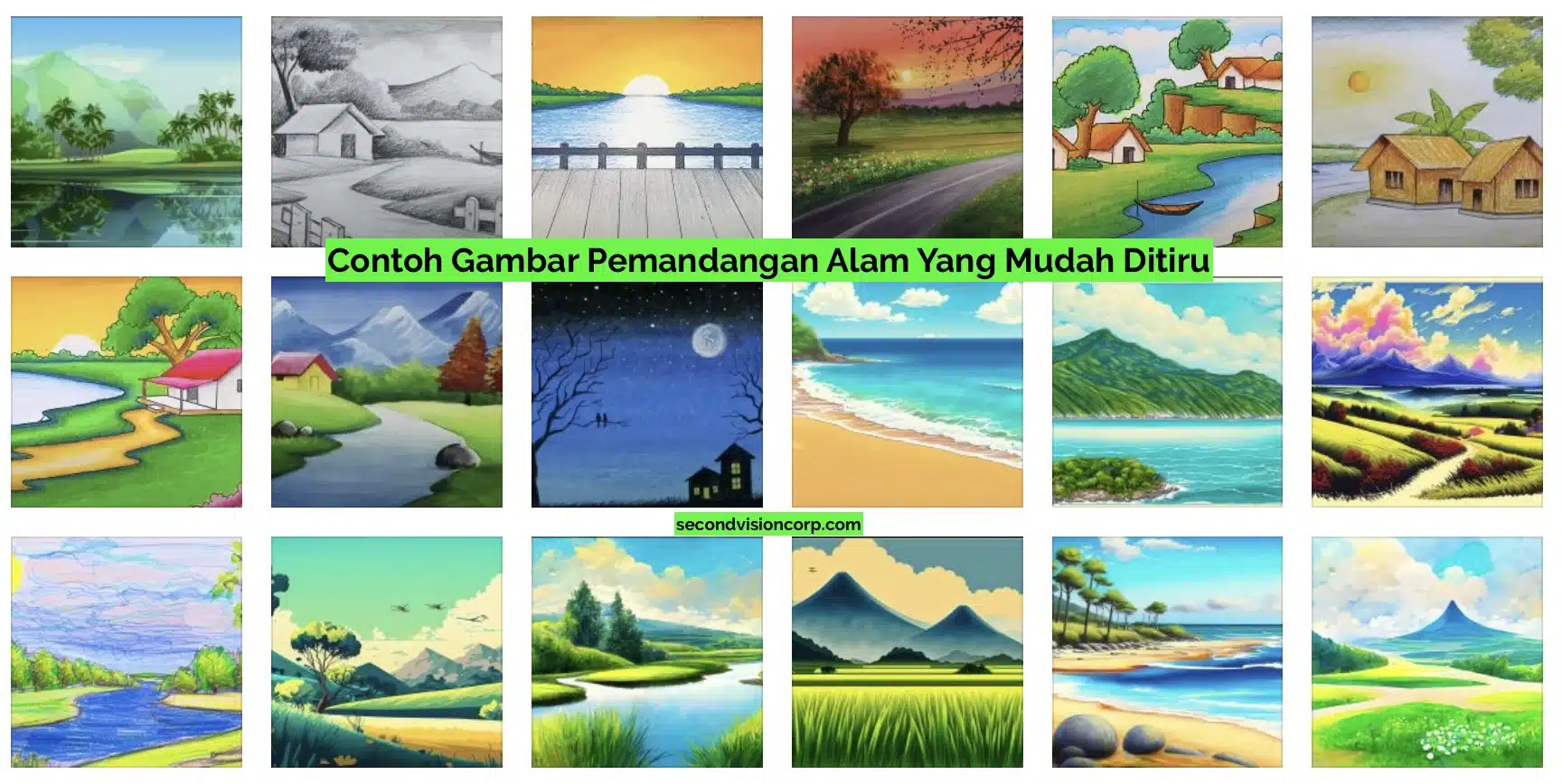 Contoh Gambar Pemandangan Alam Yang Mudah Ditiru