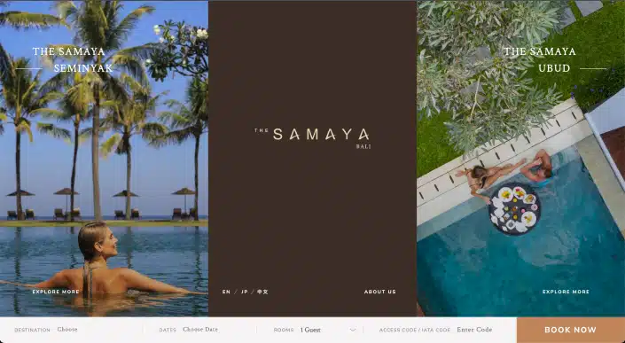Contoh Hasil dan Portofolio Jasa Pembuatan Website Hotel Bali Kami - Samaya Bali 