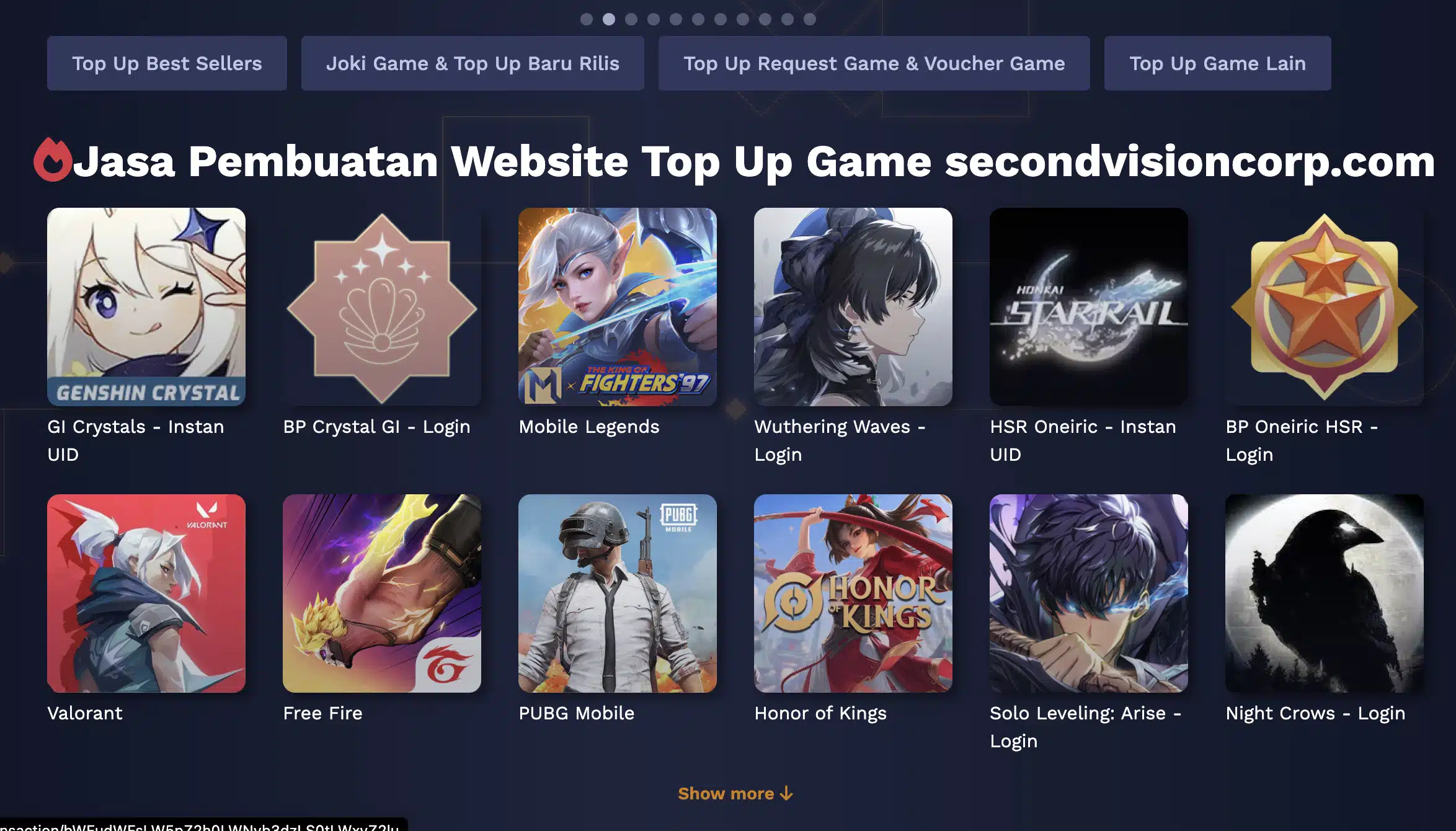 Jasa Pembuatan Website Top Up Game secondvisioncorp.com