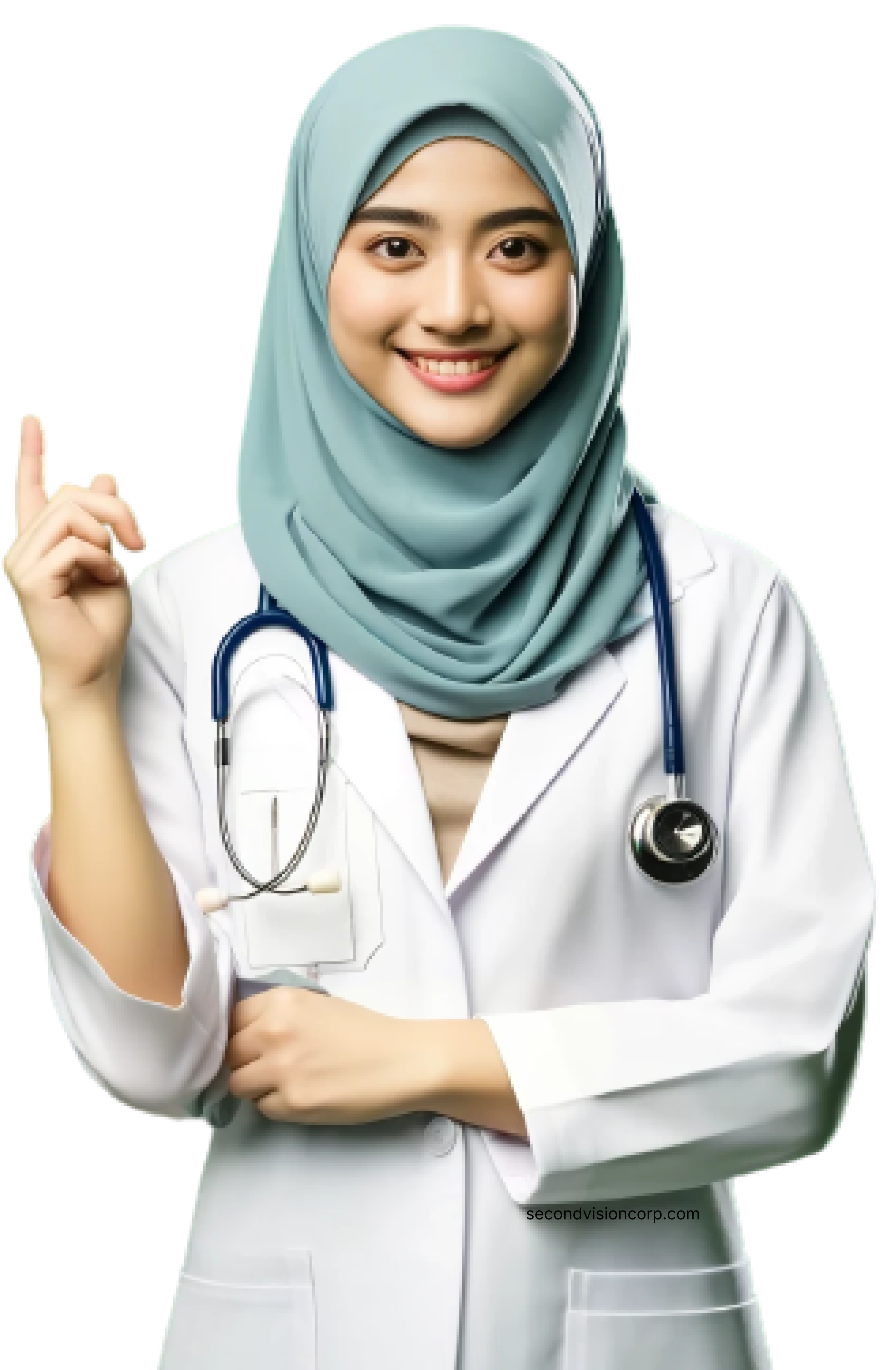 Dokter wanita cantik berhijab dari Indonesia menggunakan SIMRS SIRS dan EMR