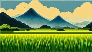 contoh gambar pemandangan sawah