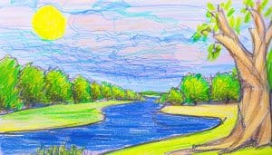 gambar pemandangan simple dan mudah